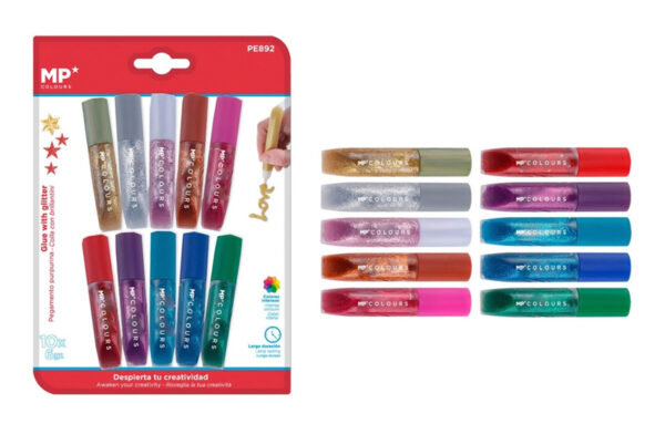 MP σετ χρωματιστές κόλλες με glitter PE892