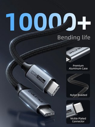 CABLETIME καλώδιο USB-C CT-C160-PU31-CMCM2, USB 3.2, 100W, 20Gbps, 4K, 1.5m, μαύρο 3 100W