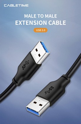CABLETIME καλώδιο USB CT-C160-U3-AMAMN, 5 Gbps, 1m, μαύρο 3 1m