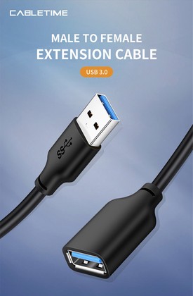 CABLETIME καλώδιο προέκτασης USB CT-C160-U3-AMAFN, 5Gbps, 2m, μαύρο 2 5Gbps