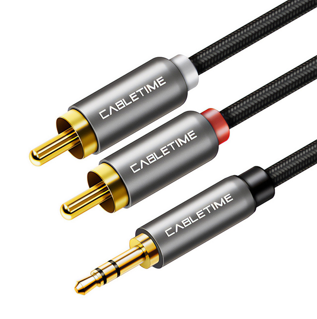 CABLETIME καλώδιο ήχου 3.5mm σε 2x RCA CT-AV314-P12G, 5m, μαύρο 1 CABLETIME καλώδιο ήχου 3.5mm σε 2x RCA CT-AV314-P12G