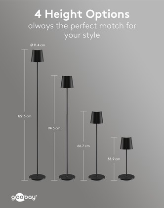 GOOBAY επιτραπέζιο φωτιστικό 76573, RGBW, dimmable, επαναφορτιζόμενο, έως 122.3cm ύψος, μαύρο 2 RGBW