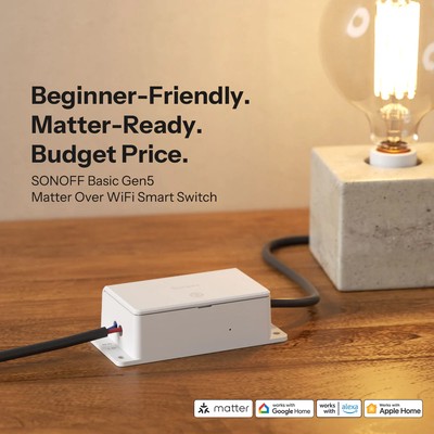 SONOFF smart διακόπτης BASIC Gen5, 1 κανάλι, WiFi, συμβατός με Matter, 10A, λευκός 2 1 κανάλι