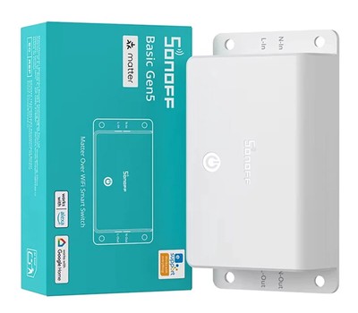 SONOFF smart διακόπτης BASIC Gen5, 1 κανάλι, WiFi, συμβατός με Matter, 10A, λευκός 3 WiFi