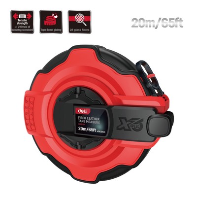 DELI μετροταινία DL9920Y με μηχανισμό αναδίπλωσης, fibreglass ταινία, 20m/65ft x 14.5mm 3 20m/65ft x 14.5mm