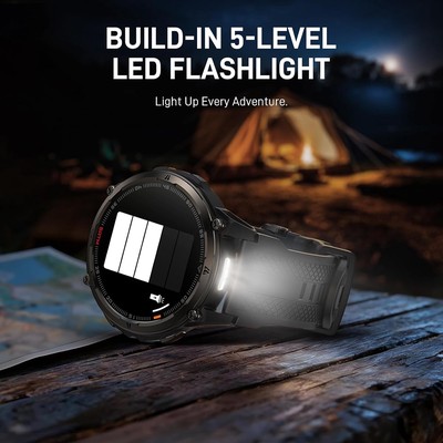 KOSPET smartwatch ORB 2, heart rate, 1.43" AMOLED, GPS, 5 ATM & IP69, με φακό, μαύρο 2 heart rate