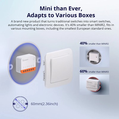 SONOFF smart διακόπτης MINIR4, 2 κανάλια, WiFi, 10A, λευκός 2 2 κανάλια