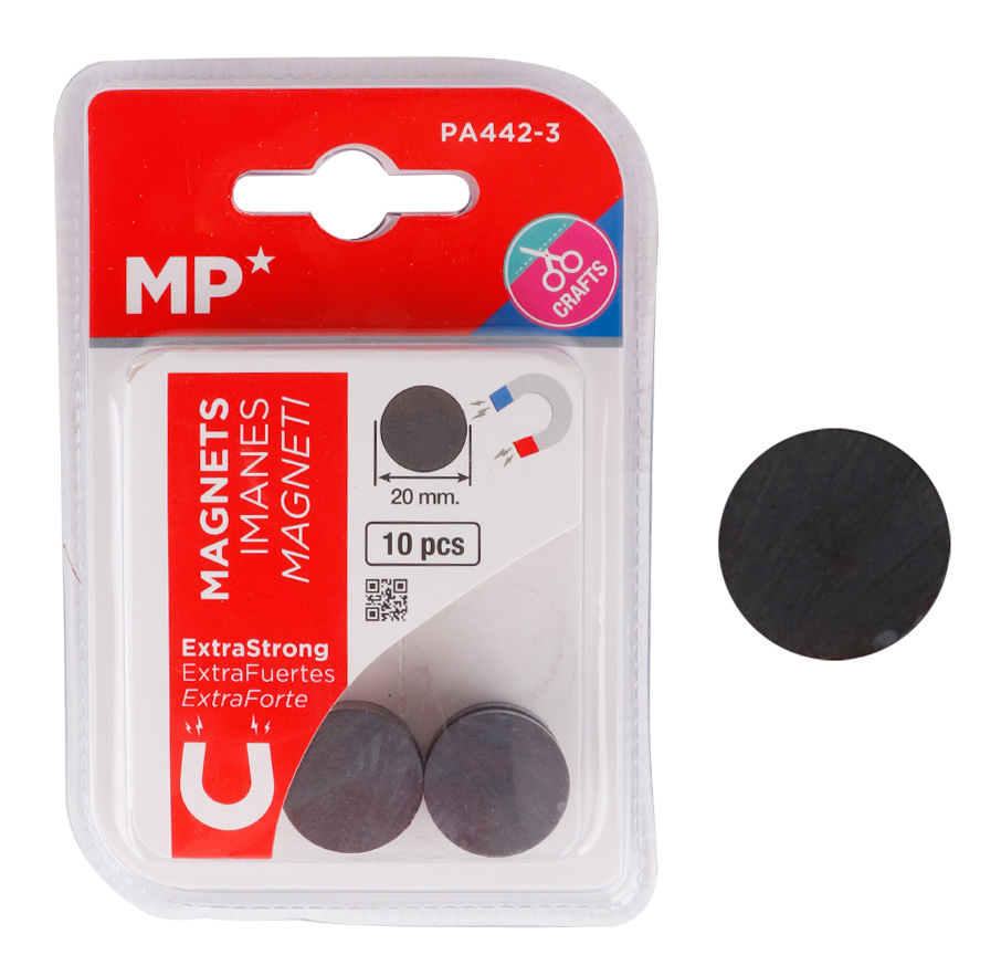 MP σετ μαγνήτες PA442-3, στρογγυλοί, 20mm, ανθρακί, 10τμχ 1 MP σετ μαγνήτες PA442-3