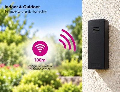 POWERTECH ψηφιακός μετεωρολογικός σταθμός PT-1657 με ασύρματο εξωτερικό αισθητήρα, μαύρος 3 POWERTECH ψηφιακός μετεωρολογικός σταθμός PT-1657 με ασύρματο εξωτερικό αισθητήρα, μαύρος - Image 3