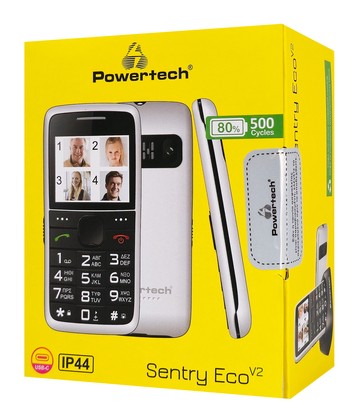 POWERTECH κινητό τηλέφωνο Sentry Eco V2, dual SIM, πλήκτρο SOS, λευκό 3 πλήκτρο SOS