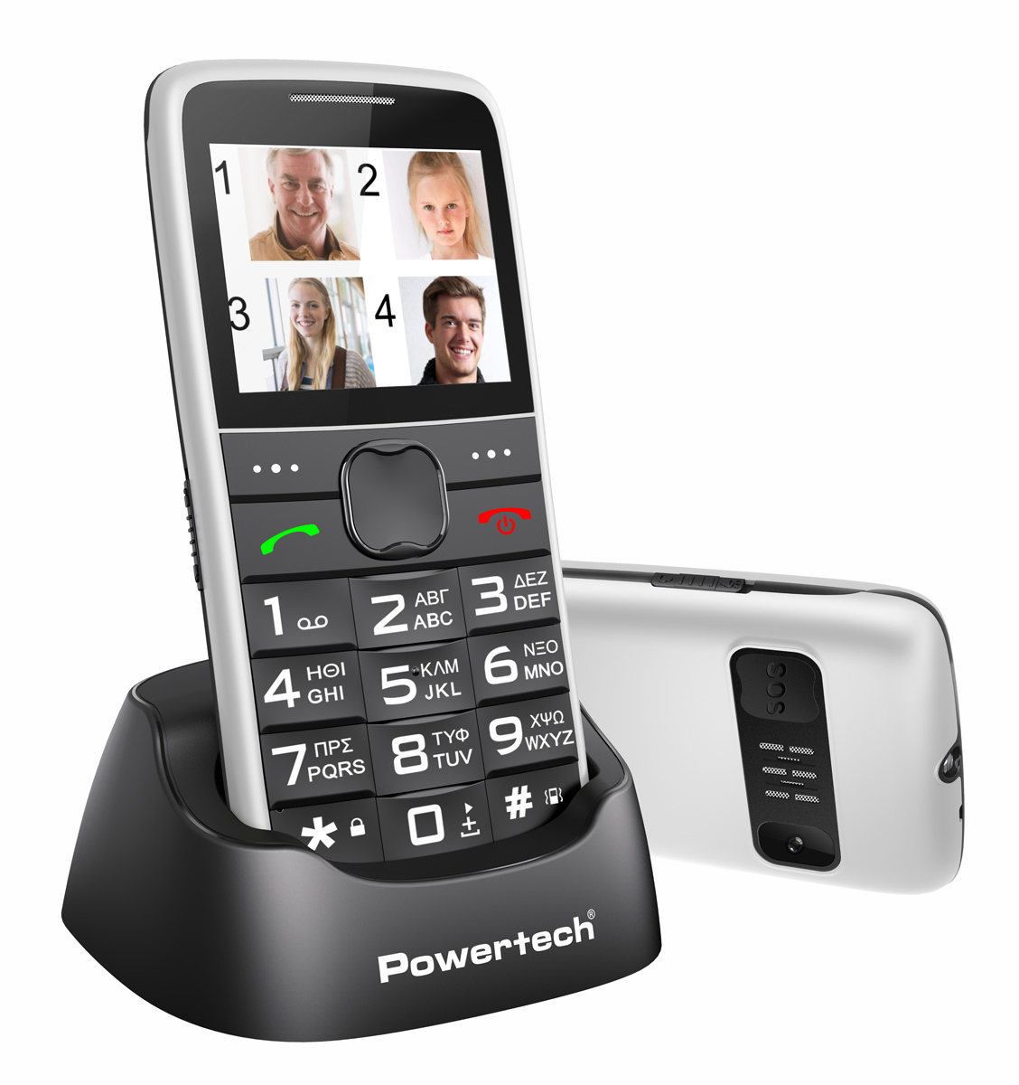 POWERTECH κινητό τηλέφωνο Sentry Eco V2, dual SIM, πλήκτρο SOS, λευκό 1 POWERTECH κινητό τηλέφωνο Sentry Eco V2