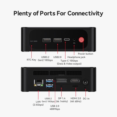 BEELINK mini PC SER5 Max, AMD Ryzen R7 7735U, 24GB, 500GB M.2, Windows 11 Pro 3 24GB