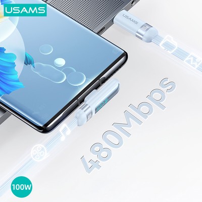 USAMS καλώδιο USB-C US-SJ653, 100W, 480Mbps, flat, 1.2m, μωβ 3 480Mbps