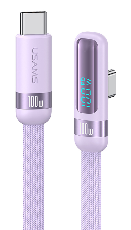 USAMS καλώδιο USB-C US-SJ653, 100W, 480Mbps, flat, 1.2m, μωβ 1 USAMS καλώδιο USB-C US-SJ653