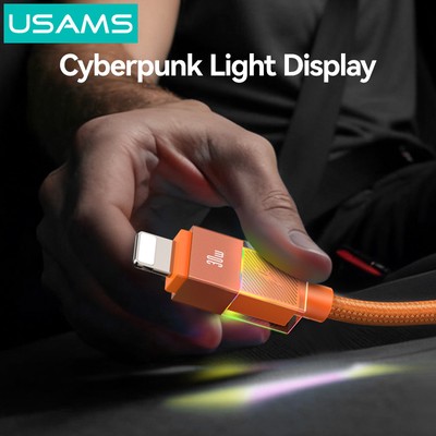 USAMS καλώδιο Lightning σε USB-C SJ776, 30W, 480Mbps, 1.2m, μαύρο 2 30W
