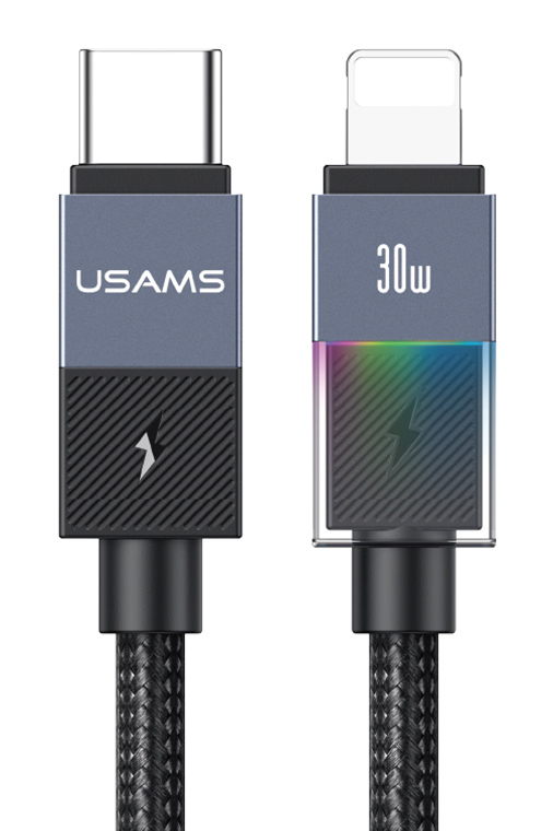 USAMS καλώδιο Lightning σε USB-C SJ776, 30W, 480Mbps, 1.2m, μαύρο 1 USAMS καλώδιο Lightning σε USB-C SJ776