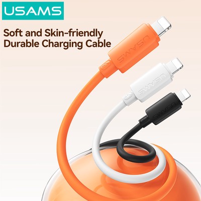 USAMS καλώδιο Lightning σε USB-C SJ788, σιλικόνης, 30W, 480Mbps, 1m, μαύρο 2 σιλικόνης