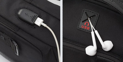 ARCTIC HUNTER τσάντα Crossbody XB00100, USB, 5L, μαύρη 2 USB