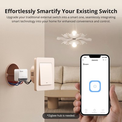 SONOFF smart διακόπτης ZBMINIR2, 1 κανάλι, ZigBee 3.0, 10A, λευκός 2 1 κανάλι
